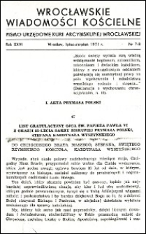 Wrocławskie Wiadomości Kościelne. R. 26, 1971, nr 7-8