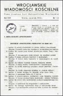 Wrocławskie Wiadomości Kościelne. R. 29, 1974, nr 1-2