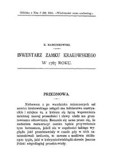 Inwentarz Zamku Krakowskiego sporządzony w roku 1787