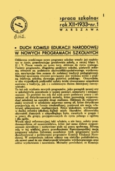 Praca szkolna : dodatek miesięczny do Głosu Nauczycielskiego, poświęcony sprawom pedagogiczno-dydaktycznym w związku z praktyką szkolną, Rok XII, nr 1