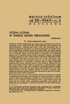 Praca szkolna : dodatek miesięczny do Głosu Nauczycielskiego, poświęcony sprawom pedagogiczno-dydaktycznym w związku z praktyką szkolną, Rok XIII, nr 6