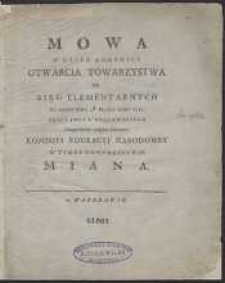 Mowa W Dzien Rocznicy Otwarcia Towarzystwa Do Xiąg Elementarnych [&hellip;]