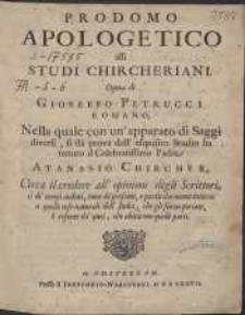 Prodomo Apologetico alli Studi Chircheriani [&hellip;]