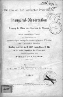 Die Quellen zur Geschichte Priscillians