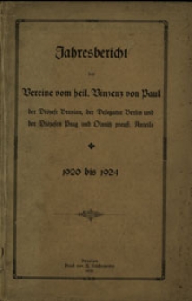 Jahresbericht des Vereins vom heil. Vinzenz von Paul zu Breslau 1920 bis 1924