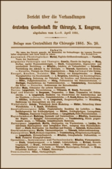 Über das Jodoform als Verbandmittel, zumal bei Knochen- und Gelenktuberkulose, Centralblatt für Chirurgie, 1881, Bd. 8, Beilage zu No. 20, S. 8-10