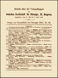 Über Gastroskopie und Ösophagoskopie (mit Demonstration am Lebenden), Centralblatt für Chirurgie, 1882, Bd. 9, Beilage zu No. 29, S. 49-52