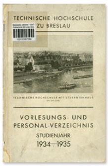 Vorlesungs -und Personal-Verzeichnis : Studienjahr 1934-1935