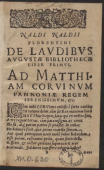 Naldi Naldii Florentini De Laudibus Augustae Bibliothecae
