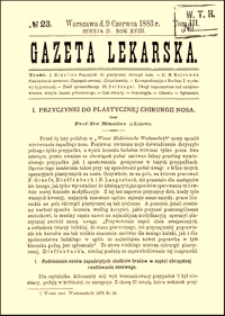 Przyczynki do plastycznej chirurgii nosa, Gazeta Lekarska, 1883, R. 18, nr 23, s. 429-433