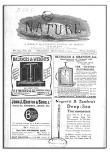 Nature : a Weekly Illustrated Journal of Science. Volume 96, 1915 September 9, [No. 2393]
