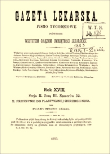 Przyczynki do plastycznej chirurgii nosa, Gazeta Lekarska, 1883, R. 18, nr 24, s. 453-459