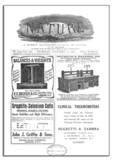 Nature : a Weekly Illustrated Journal of Science. Volume 102, 1918 November 14, [No. 2559]