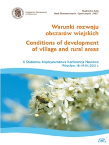 Warunki rozwoju obszarów wiejskich : X Studencka Międzynarodowa Konferencja Naukowa, Wrocław, 18-19.04.2013 r. = Conditions of development of village and rural areas