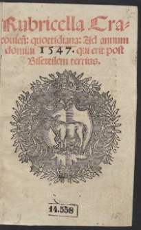 Rubricella Cracovien[sis] quottidiana ad annum domini 1547 qui erit post Bisextilem tertius