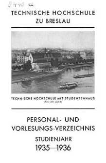 Personal- und Vorlesungs- Verzeichnis : Studienjahr 1935-1936 ; Winter-Semester 1935-1936 - Sommer-Semester 1936