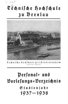 Personal- und Vorlesungs-Verzeichnis : Studienjahr 1937-1938 : Zwischen-Semester 1937 - Winter-Semester 1937/38