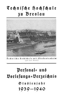 Personal- und Vorlesungs-Verzeichnis : Studienjahr 1939-1940 : Sommer-Semester 1939 - Winter-Semester 1939/40