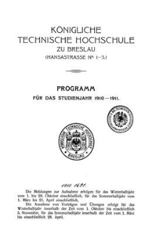 Programm für das studienjahr 1910-1911