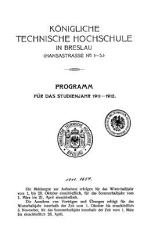 Programm für das studienjahr 1911-1912