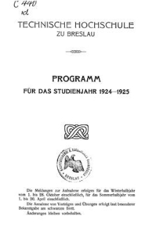Programm für das studienjahr 1924-1925