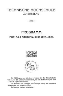 Programm für das studienjahr 1925-1926