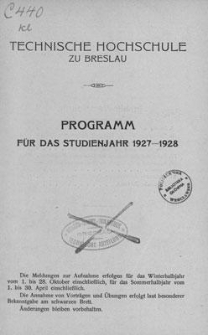 Programm für das studienjahr 1927-1928