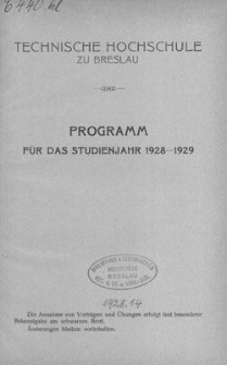 Programm für das studienjahr 1929-1930