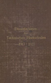 Dissertationen der Technischen Hochschulen 1913-1927