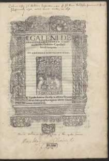 Galeni De Affectorvm Locorvm Notitia, libri sex / Guilielmo Copo Basileiensi interprete [...]