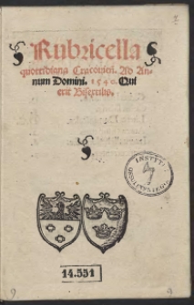 Rubricella quottidiana Cracovien[sis] ad Annum Domini 1540, Qui erit Bisextilis
