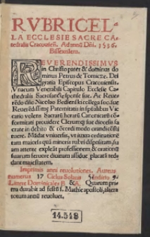 Rubricella Ecclesie Sacre Catedralis Cracovien[sis]. Ad annu[m] D[omi]ni 1536. Bissextilem