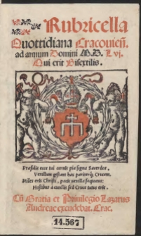 Rubricella Quottidiana Cracovien[sis] ad annum Domini M.D.L vi. [1556] Qui erit Bisextilis