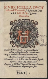 Rubricella Quottidiana Cracovien[sis] Ad Annum Domini M D L X. [1560] Qui erit Bisextilis