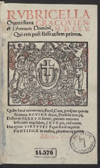 Rubricella Quottidiana Cracovien[sis] Ad Annum Domini, M.D.LXV. [1565] Qui erit post Bissextilem primus