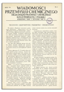 Wiadomości Przemysłu Chemicznego : Organ Związku Przemysłu Chemicznego Rzeczypospolitej Polskiej. R. VII, 15 maja 1932, nr 10