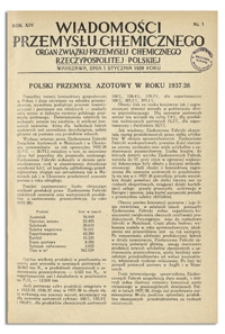 Wiadomości Przemysłu Chemicznego : Organ Związku Przemysłu Chemicznego Rzeczypospolitej Polskiej. R. XIV, 15 stycznia 1939, nr 2