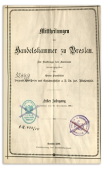 Mitteilungen der Handelskammer zu Breslau, 1899, Nr 1-12