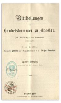 Mitteilungen der Handelskammer zu Breslau, 1900, Nr 1-12