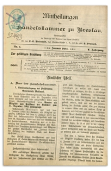 Mitteilungen der Handelskammer zu Breslau, 1903, Nr 1-12