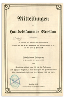 Mitteilungen der Handelskammer zu Breslau, 1913, Nr 1-12