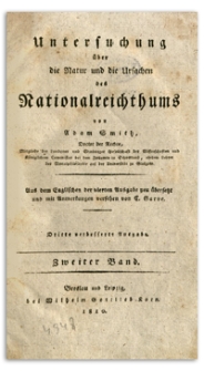 Untersuchung über die Natur und die Ursachen des Nationalreichthums. Bd. 2