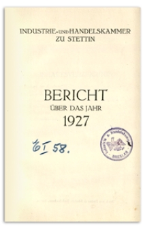 Bericht über das Jahr 1927