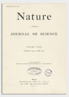 Nature : a Weekly Journal of Science. Volume 131, 1933 January 14, No. 3298