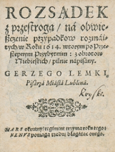 Kalendarz świąt rocznych na rok 1614 Gerzego Lemki