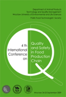 4th International Conference on Quality and Safety in Food Production Chain, Wrocław, 24-25 September 2009