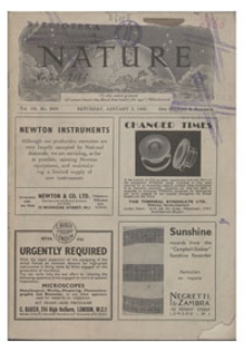 Nature : a Weekly Journal of Science. Volume 151, 1943 January 9, No. 3819