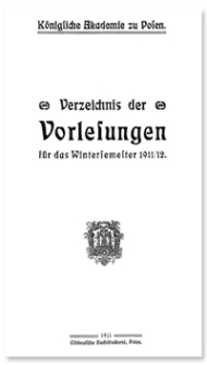 Verzeichnis der Vorlesungen für das Wintersemester 1911/12