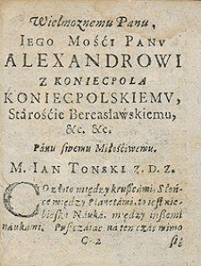 Kalendarz na rok 1643 Przez [...] Jana Tońskiego [...] wydany