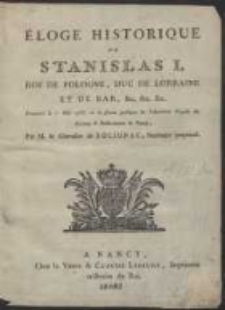 Éloge historique de Stanislas I. Roi de Pologne